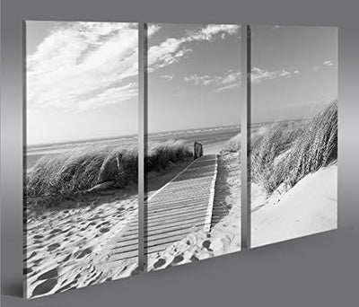 islandburner Bild Bilder auf Leinwand Strand Schwarz/Weiss Nordseestrand Langeoog 3p XXL Poster Lein