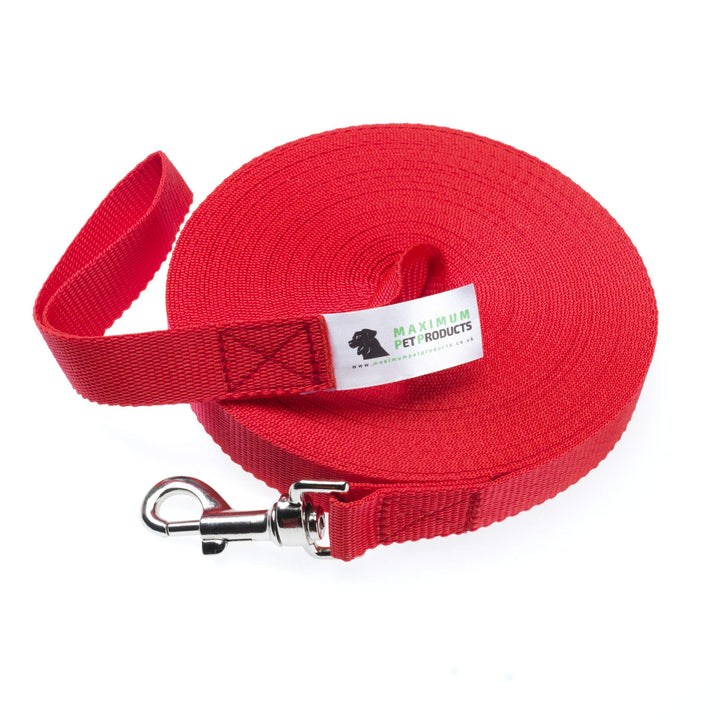 15 m lange Leine für Hunde und Pferde 25 mm breit sehr stark 50ft/15m Rot, 50ft/15m Rot