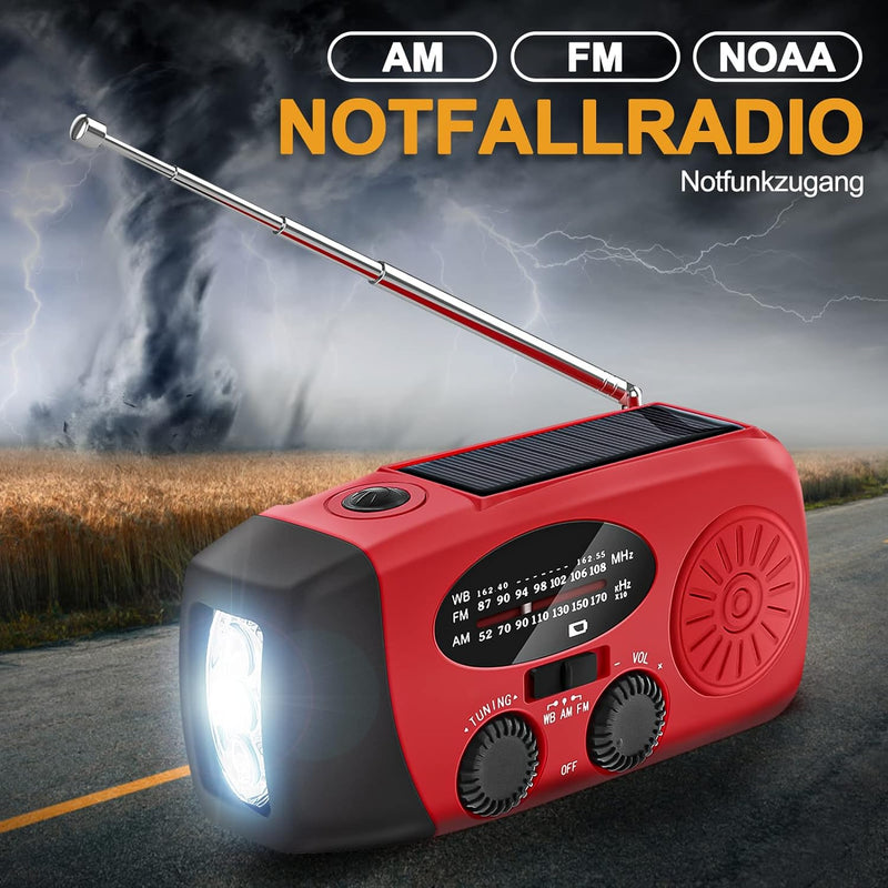 AOKBON Solar Radio Tragbare Radios Kurbelradio Dynamo Radio Wiederaufladbar Notfallradio Mit Powerba