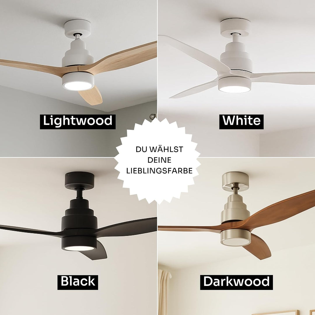 Mellerware - Deckenventilator mit Fernbedienung Brizy Bright | 45 W | 6 Geschwindigkeiten | Ultra le