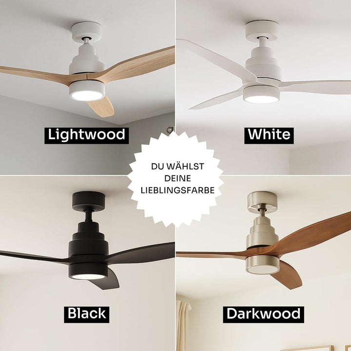 Mellerware - Deckenventilator mit Fernbedienung Brizy Bright | 45 W | 6 Geschwindigkeiten | Ultra le
