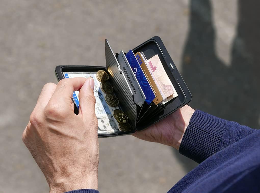 OGON Aluminium Geldbörse Smart Case V2 Large - Fach für Münzen und Banknoten - RFID Schutz Kartenhal