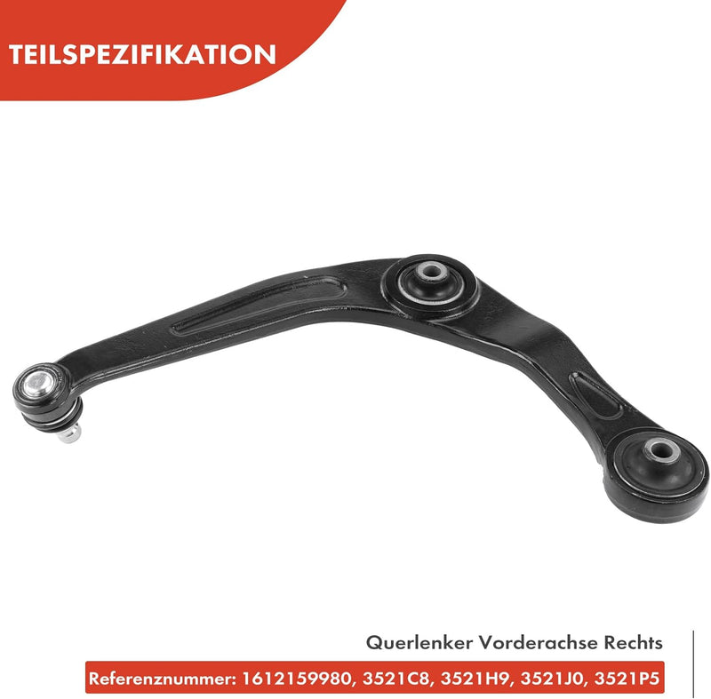 Frankberg 1x Querlenker Radaufhängung Vorne Rechts Unten Kompatibel mit 206 Schrägheck 2A/C 1.1L-2.0