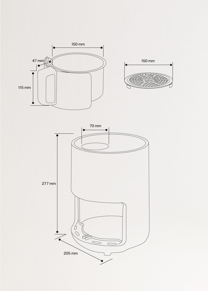 CREATE/FRYER AIR/Heissluftfritteuse 1.5L Cremeweiss/Antihaft-Korb, automatische Abschaltung, BPA-fre
