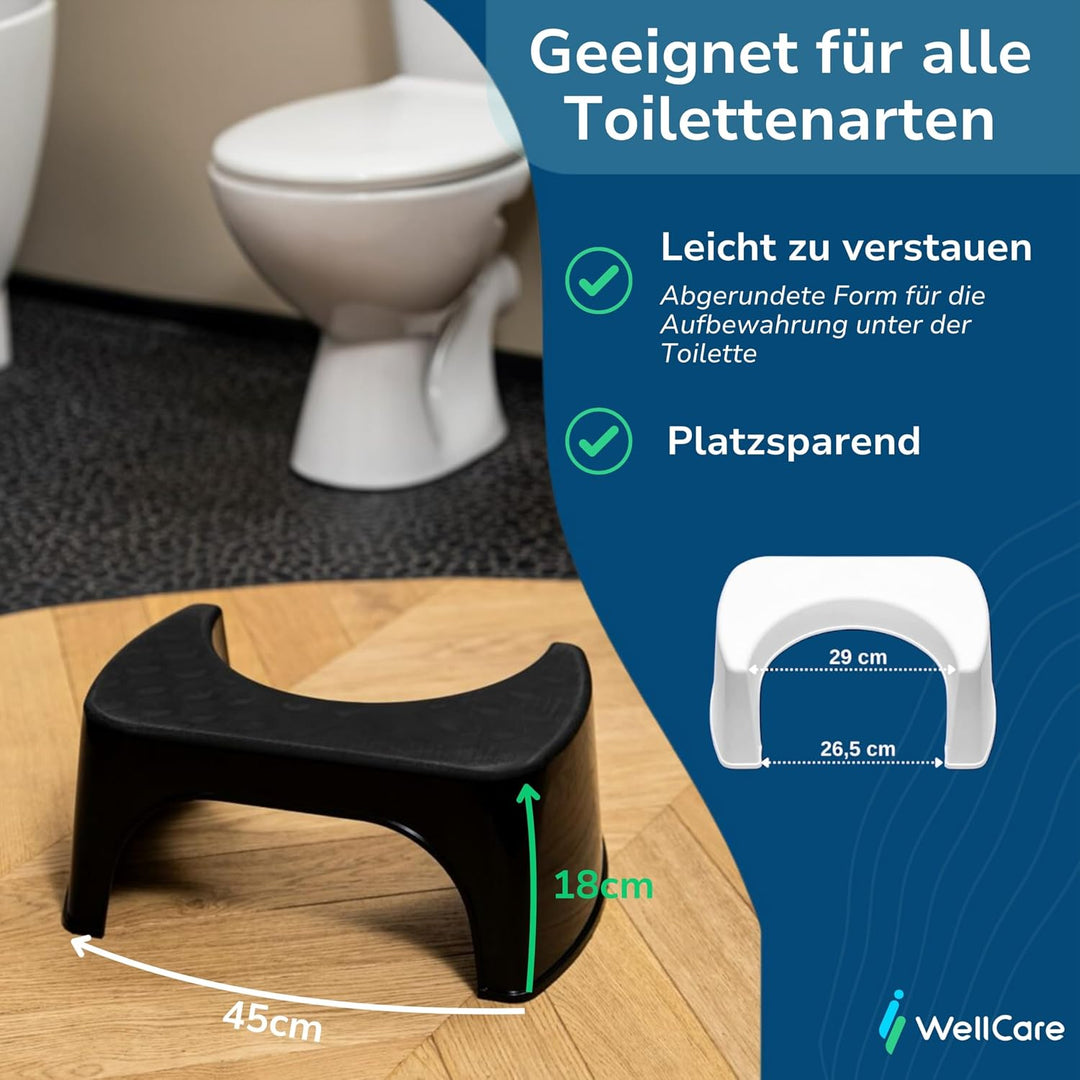 Well Care Toilettenhocker Schwarz - WC Hocker fur Erwachsene - Hergestellt aus Recyceltem Kunststoff