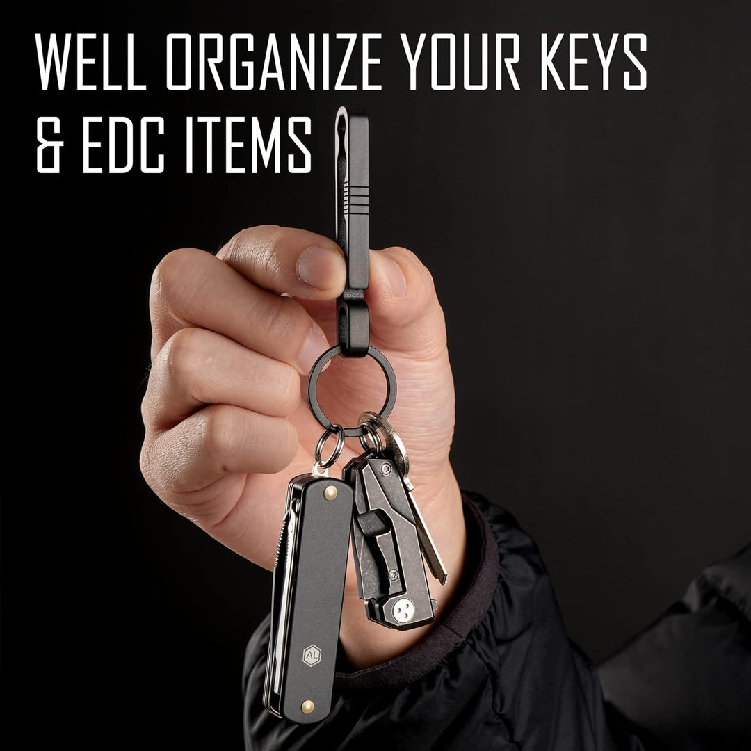 KeyUnity KM07 Titan-Schlüsselanhänger, Taschenclip, 2-in-1-Schlüsselringhalter für Gürtel mit Sechsk