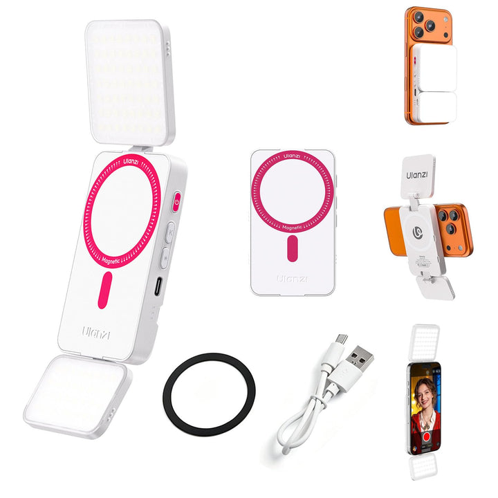 ULANZI GL01 [2026 Aktualisierte] Magnetische Selfie Licht für iPhone, Magnet LED Handy licht mit Zwe