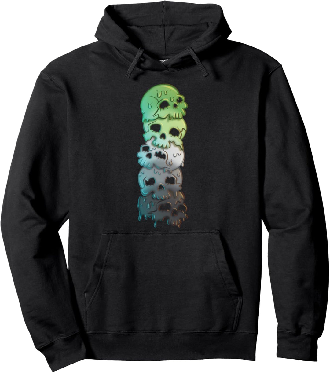 Aro Pride Flagge Goth Totenköpfe Aromantisch Pullover Hoodie