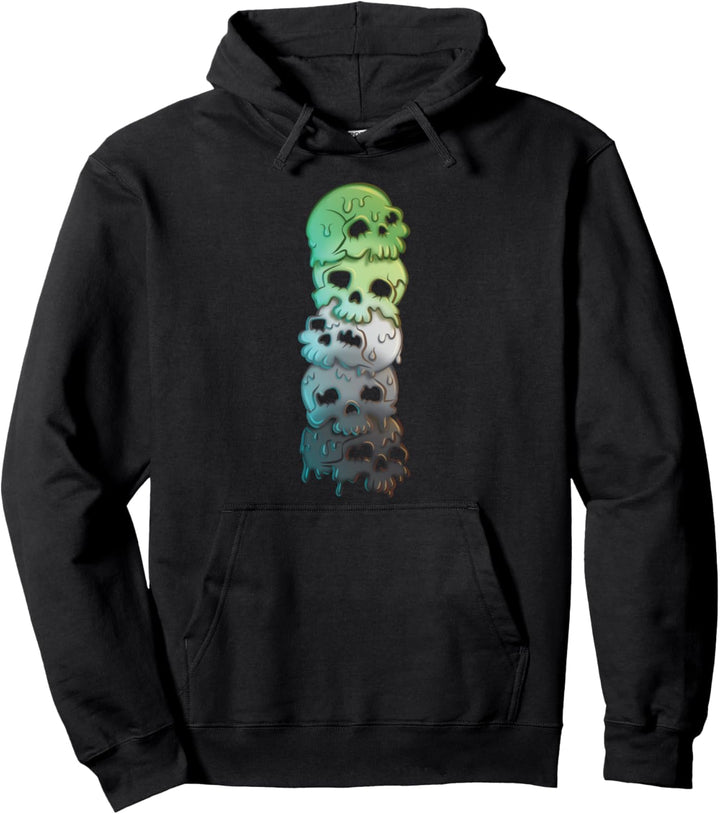 Aro Pride Flagge Goth Totenköpfe Aromantisch Pullover Hoodie