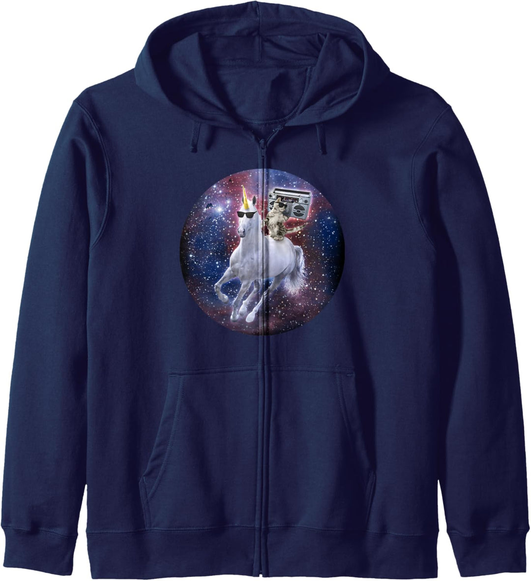 Boombox Cat Riding Space Unicorn Galaxy Kapuzenjacke