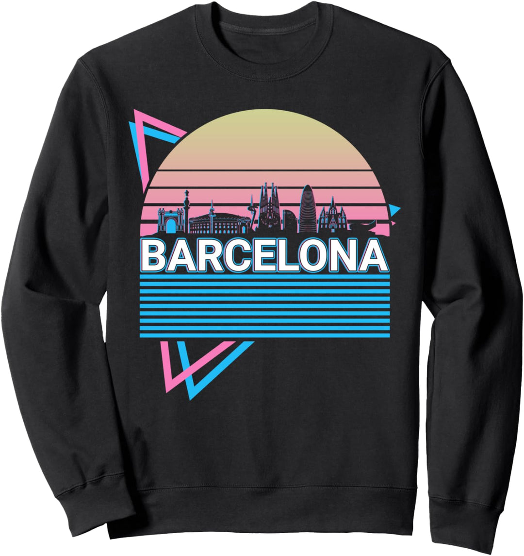 Barcelona City Skyline Stadtbild Retro Sweatshirt