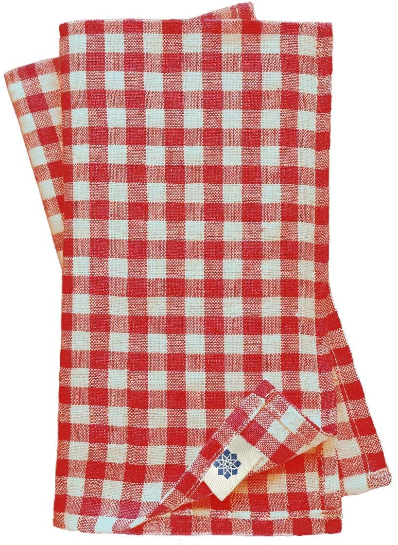 Linen & Cotton 4 x Stoffservietten Servietten Stoff Leinenservietten Kariert im Landhausstil Estella