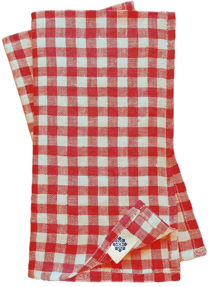 Linen & Cotton 4 x Stoffservietten Servietten Stoff Leinenservietten Kariert im Landhausstil Estella