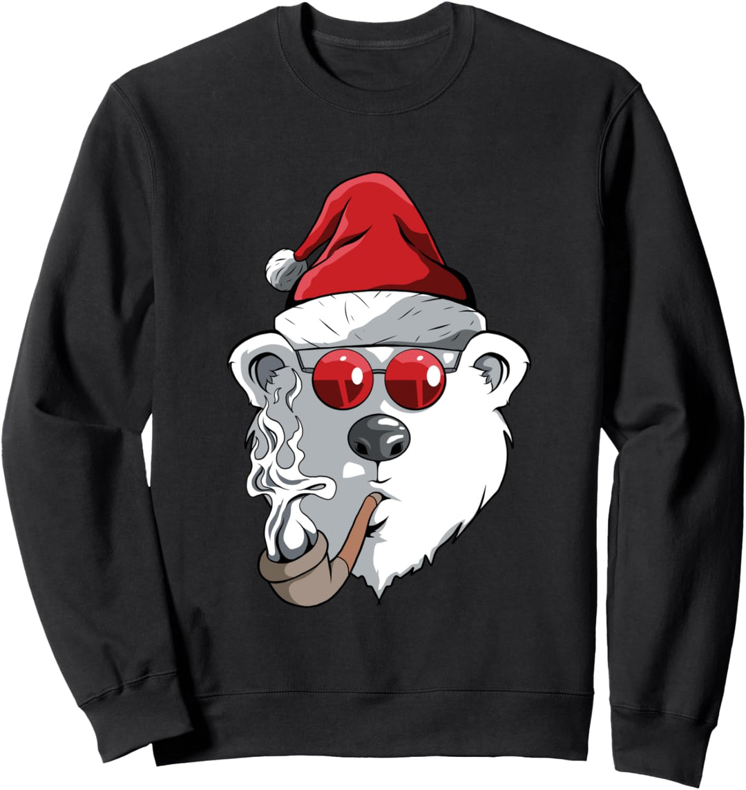 Weihnachten - Cooler Eisbär mit Weihnachtsmütze Sweatshirt
