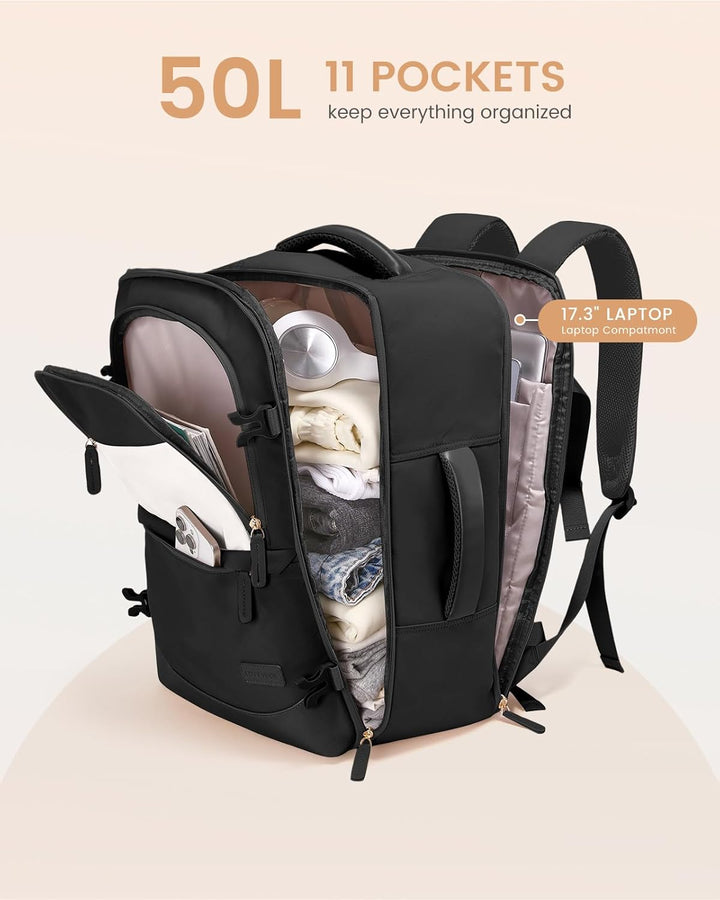 LOVEVOOK Handgepäck Reiserucksack 4 Stück, 50L Rucksack Damen Herren Gross Flugzeug mit Nass- und Tr