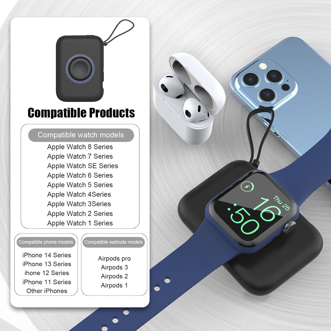 leQuiven 5000mAh Induktive Ladestation für iWatch 9/8/7/6/5/4/3/2/1/SE, Power-Bank für iPhone 15/14/
