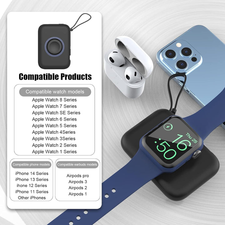 leQuiven 5000mAh Induktive Ladestation für iWatch 9/8/7/6/5/4/3/2/1/SE, Power-Bank für iPhone 15/14/