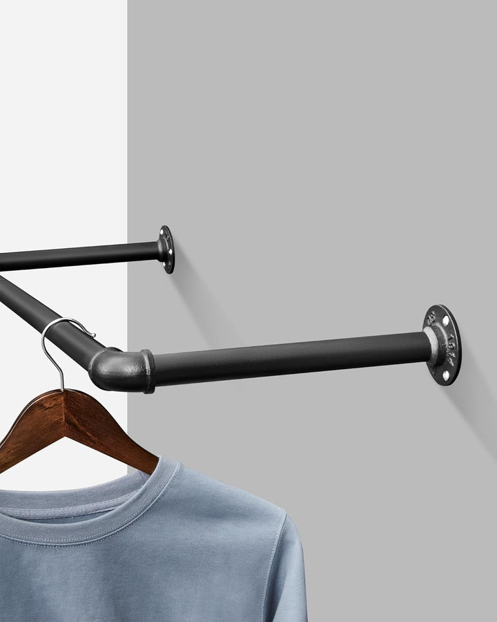 SONGMICS Wandgarderobe, Kleiderstangen für Kleidung aus Industrierohren, platzsparend, 92 x 30 x 7,5