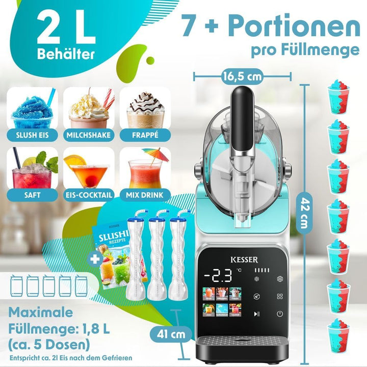 KESSER® Slush Maschine für zu Hause - Slush Ice Maker 2L - für Slush, Eis-Cocktails, Frappés, Milchs