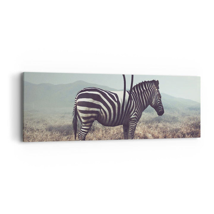 Panorama Bilder auf Leinwand Zebra Tier Wiese Leinwandbild mit Rahmen 90x30cm Wandbilder Dekoration