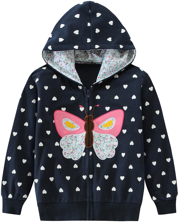 EULLA Kinder Mädchen Zip Up Hoodie Sweatjacke Kapuzenjacke Kapuzenpullover Langarm Baumwolle Einhorn