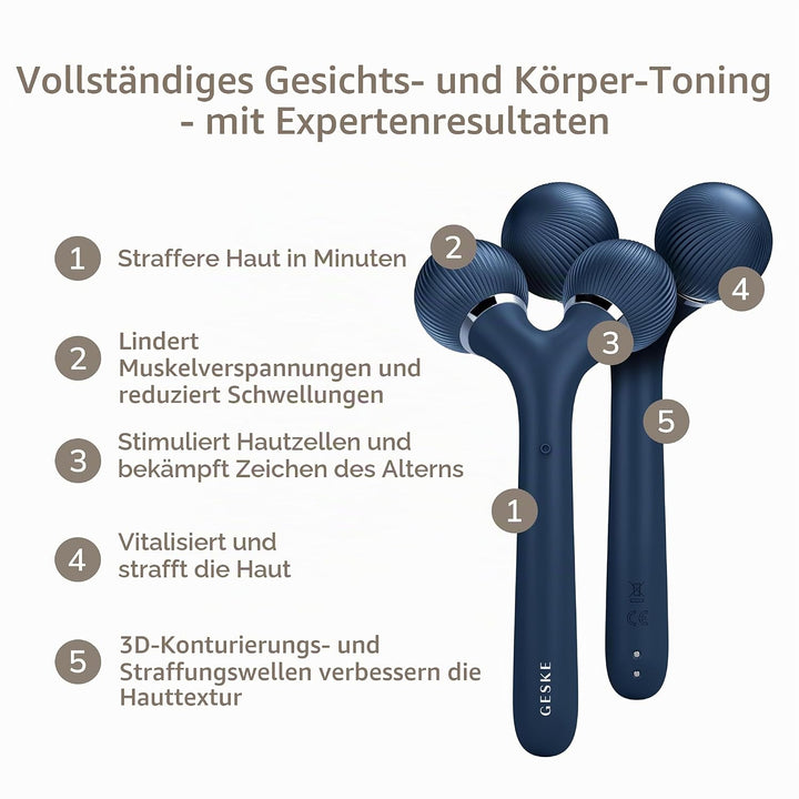 GESKE | SmartAppGuided™ Sonic Facial &amp; Body Roller | 4 in 1 | Dermaroller | Gerät für Gesicht und Kö