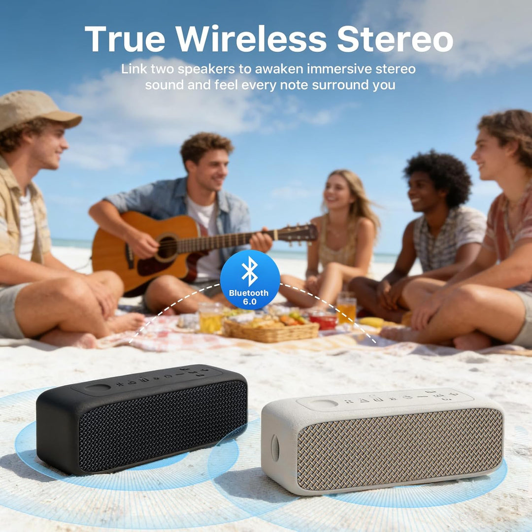 JUOVI kabelloser Tragbarer Bluetooth Lautsprecher, IP68 Wasserdicht, 24 Stunden Spielzeit, Bluetooth