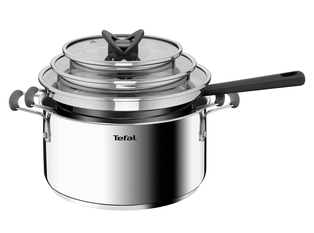 Tefal G7376S Opti'Space Topfset 6-teilig | Stielkasserolle 16 cm (inkl. Deckel) | Kochtöpfe 20/24 cm