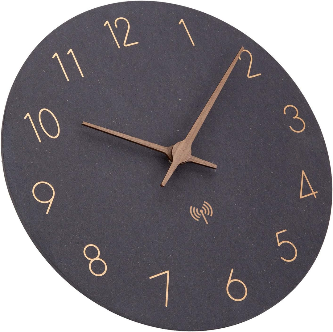 MDF Holz Funkuhr Wanduhr Ohne TickgeräUsche Lautlos 30cm Quarz Batterie Gross Wanduhren Einfach zu L