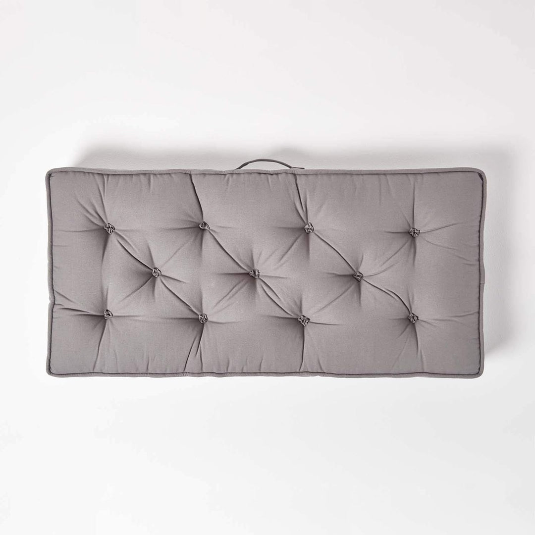 Homescapes Sitzerhöhung Sofa 2-Sitzer grau 100x48x10 cm, Langes Sitzkissen gepolstert mit Baumwollbe