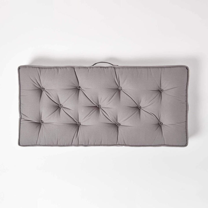 Homescapes Sitzerhöhung Sofa 2-Sitzer grau 100x48x10 cm, Langes Sitzkissen gepolstert mit Baumwollbe
