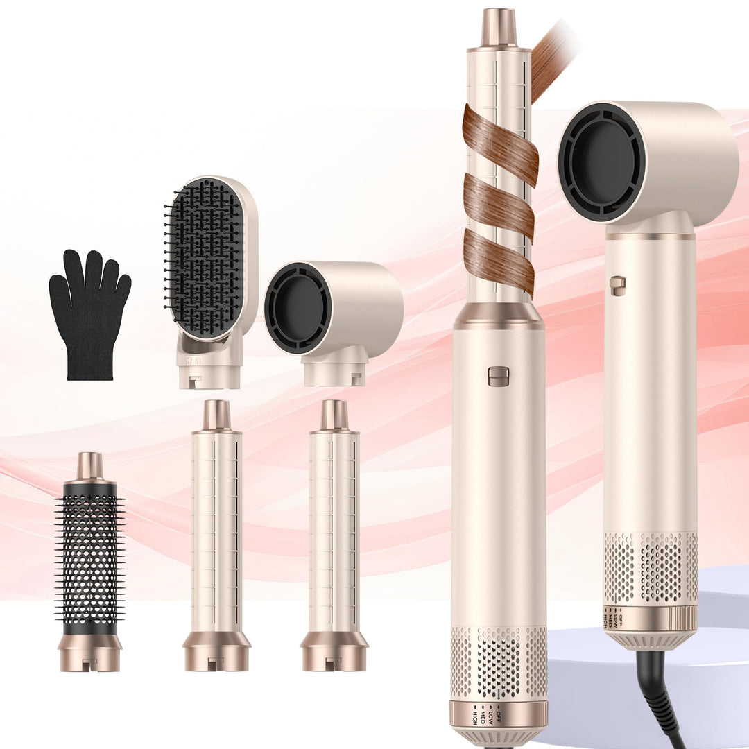 UKLISS Hair Styler Set Hairstyler 5 in 1 Haarstyler, Airstyler Air Curlers Gold, Gold