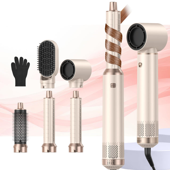 UKLISS Hair Styler Set Hairstyler 5 in 1 Haarstyler, Airstyler Air Curlers Gold, Gold