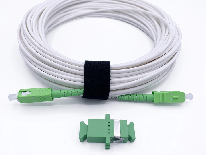Elfcam® - 15m Glasfaserkabel SC/APC auf SC/APC Simplex Singlemode, Lieferung mit LWL Adapter, LWL ka