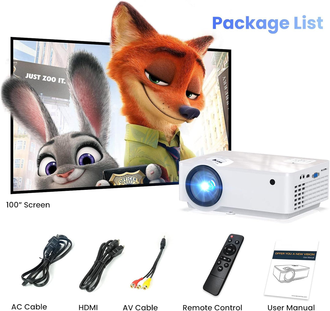 Beamer, Native 1080P Mini Beamer 9500 Lumens Multimedia Heimkino Beamer 4K Bluetooth 5.1 Mit 100'' B