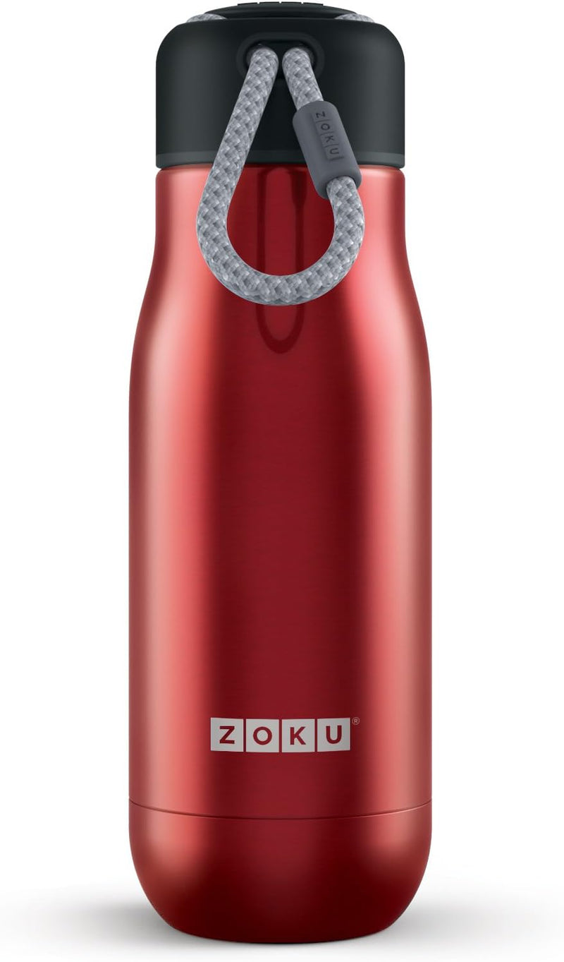 Zoku Trinkflasche 350 ml, Edelstahl, Rot, 6.7 x 6.7 x 21 cm, 1 Einheiten, Rot