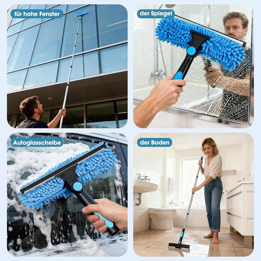 Fensterputzer Set Profi 4m 2in1 Leiterfrei für Innen &amp; Aussen