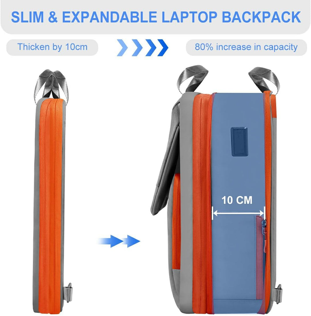 ZINZ Schlanker und Erweiterbarer Laptop-Rucksack 15,6 16 17 Zoll Reise-Business-Rucksack Regenfester