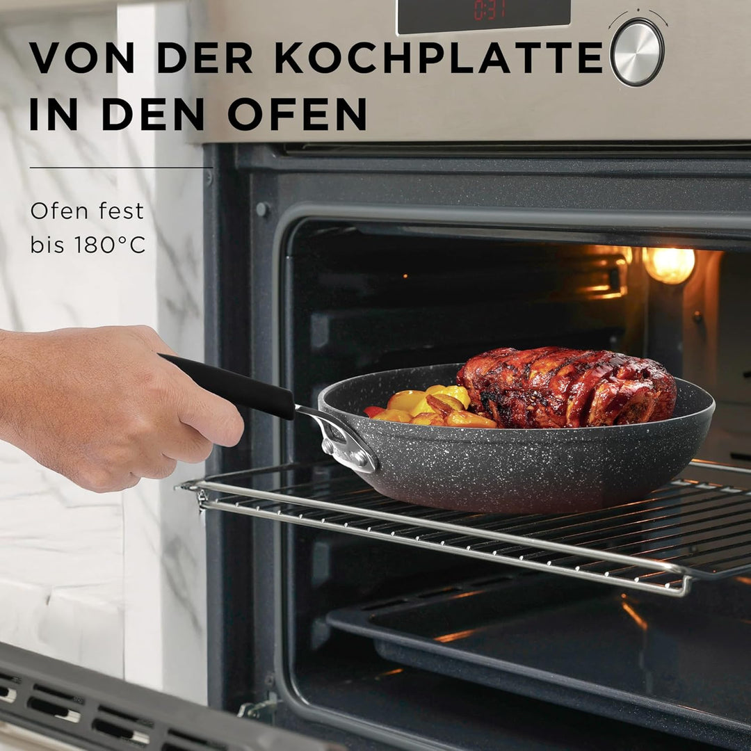 KASANOVA New Petra Dark Topf-Set – Töpfe und Pfannen für Induktion und Backofen bis 180°C, Antihaft-