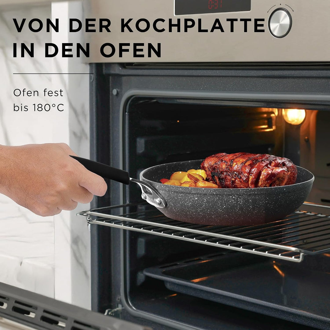 KASANOVA New Petra Dark Topf-Set – Töpfe und Pfannen für Induktion und Backofen bis 180°C, Antihaft-