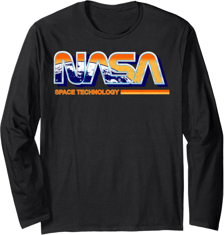NASA Space Technology Retro Rainbow Logo Langarmshirt