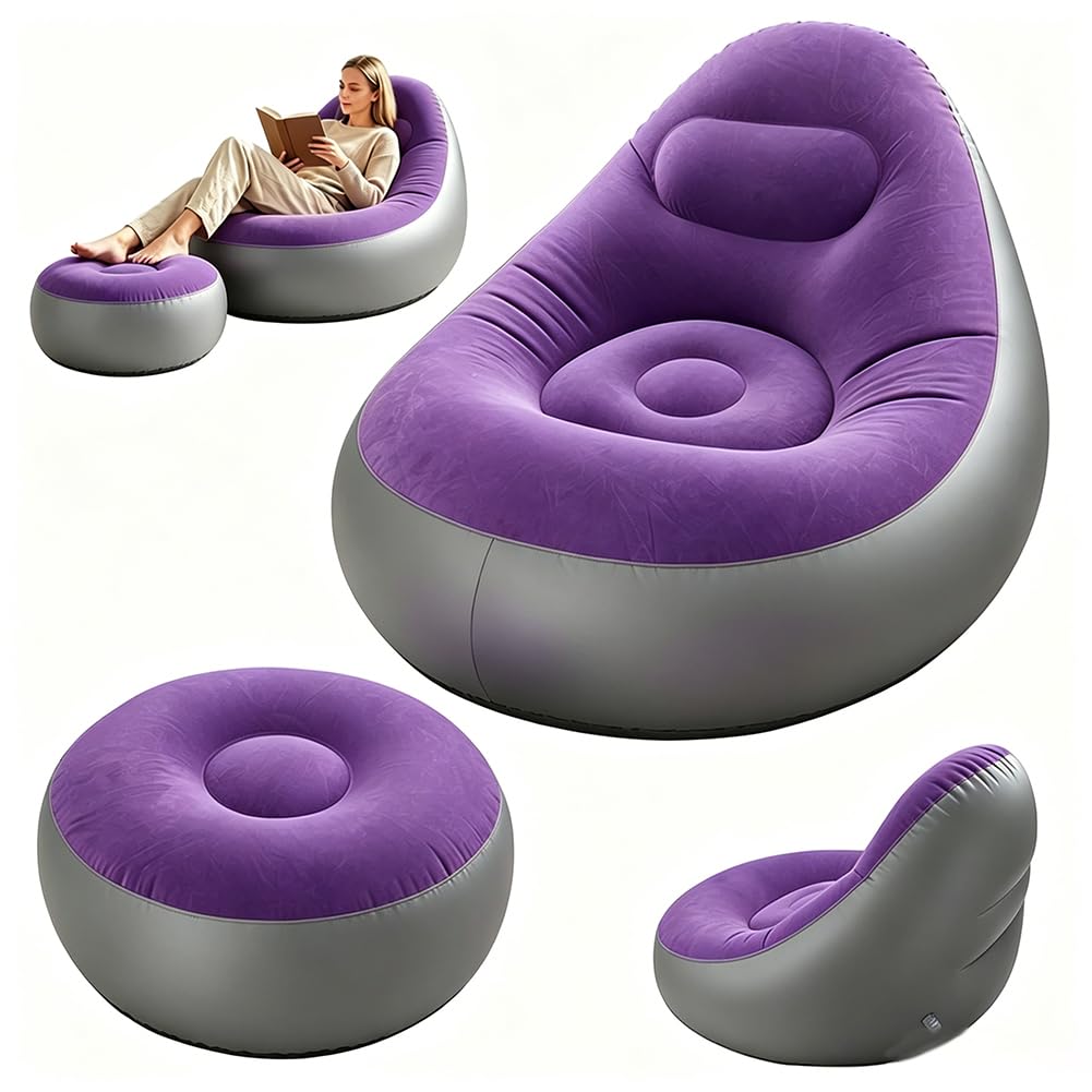 Aufblasbares Sofa mit Fusshocker, Aufblasbarer Sitzsack, Aufblasbares Stuhl Sofa, Luftsofa Aufblasba