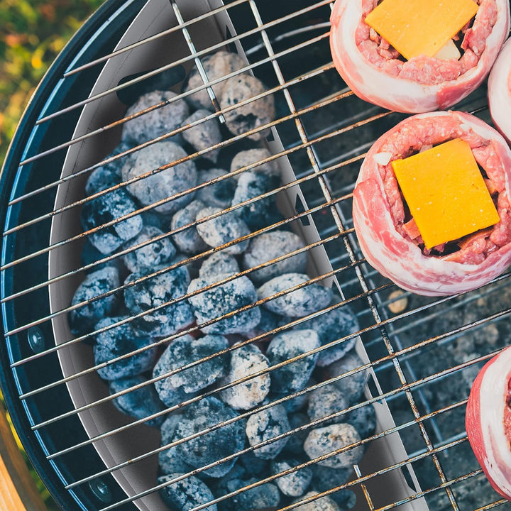 Relaxdays Kohlekorb 2er Set, HxBxT: 7 x 33 x 11,5 cm, direktes und indirektes Grillen, Stahl, Holzko