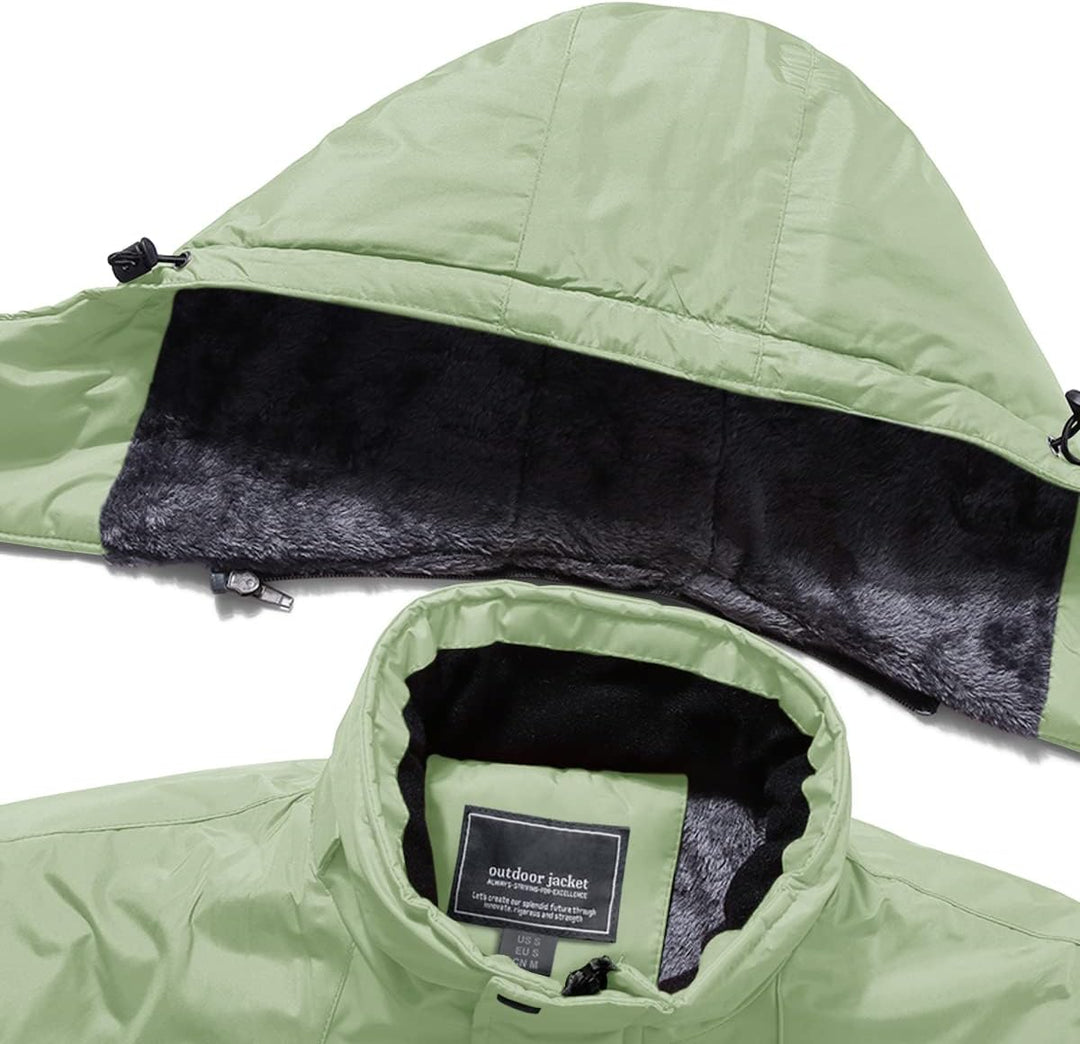 KEFITEVD Herren Skijacke Atmungsaktiv Warm Gefüttert Winterjacke mit Abnehmbarer Kapuze Snowboardjac
