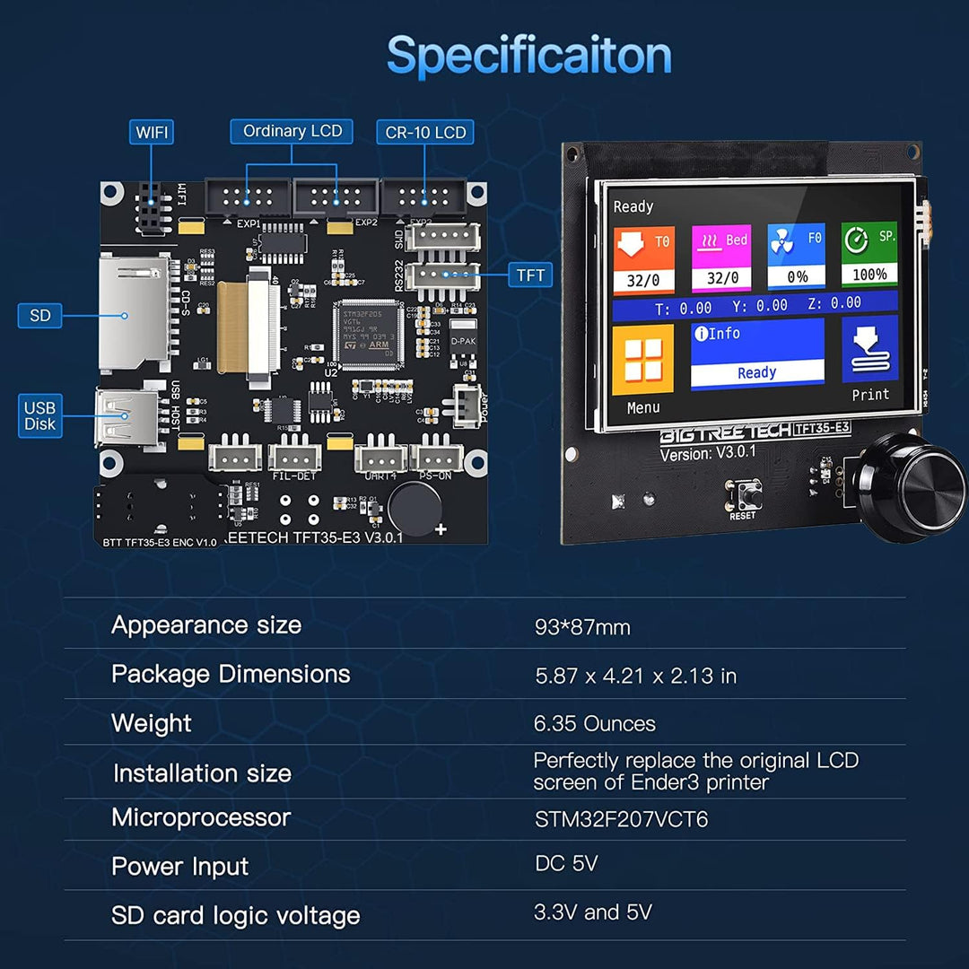 BIGTREETECH SKR Mini E3 V3.0 Steuerplatine + TFT35 E3 V3.0.1 Touchscreen Display 32-Bit Silent Board