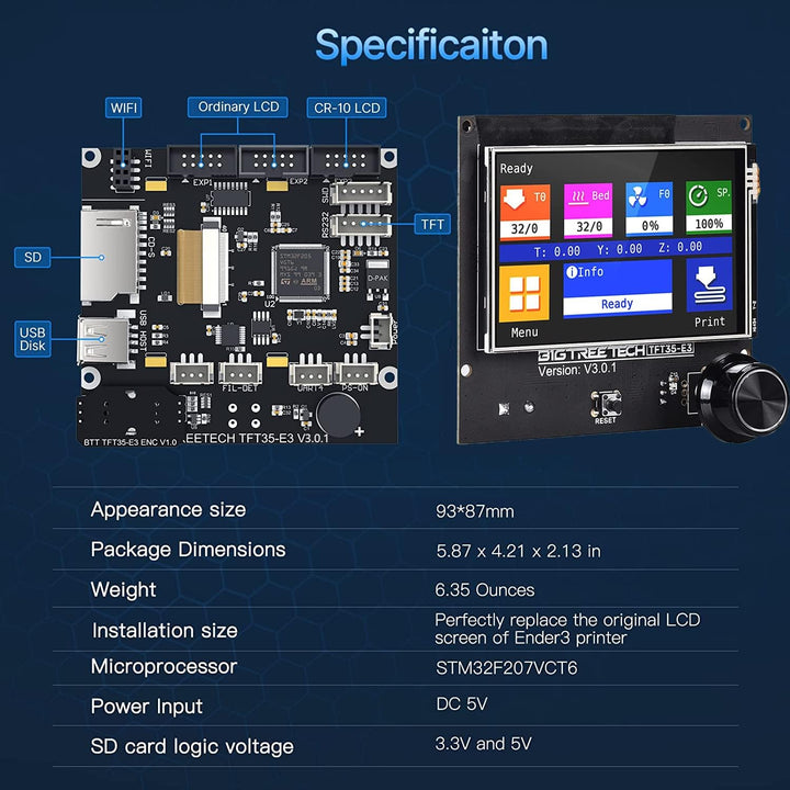 BIGTREETECH SKR Mini E3 V3.0 Steuerplatine + TFT35 E3 V3.0.1 Touchscreen Display 32-Bit Silent Board