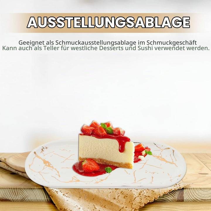 Marmoriertes Keramik-Servierteller 9.84X4.72X0.59 Zoll Leichtes Sushi-Tablett Für Schmuck-Display Un