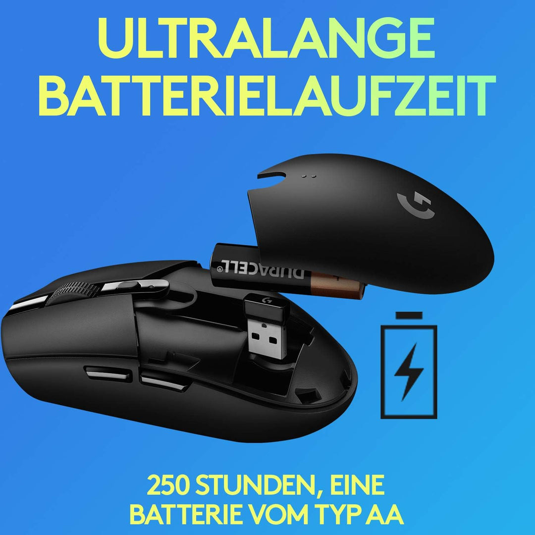 Logitech G305 LIGHTSPEED kabellose Gaming-Maus mit HERO 12K DPI Sensor, Wireless Verbindung, 6 progr