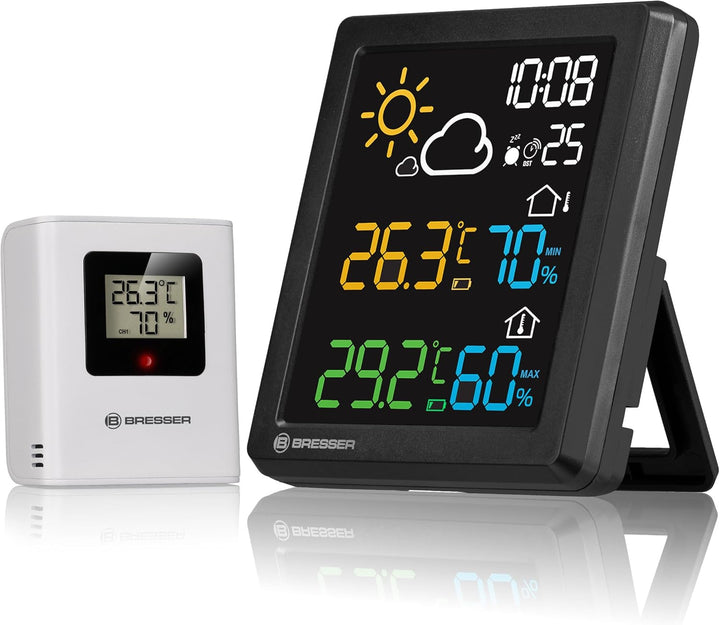 Bresser MeteoCast Pico Farbwetterstation - Thermo-Hygro-Aussensensor, Max./Min.-Wertspeicher, DCF-ge
