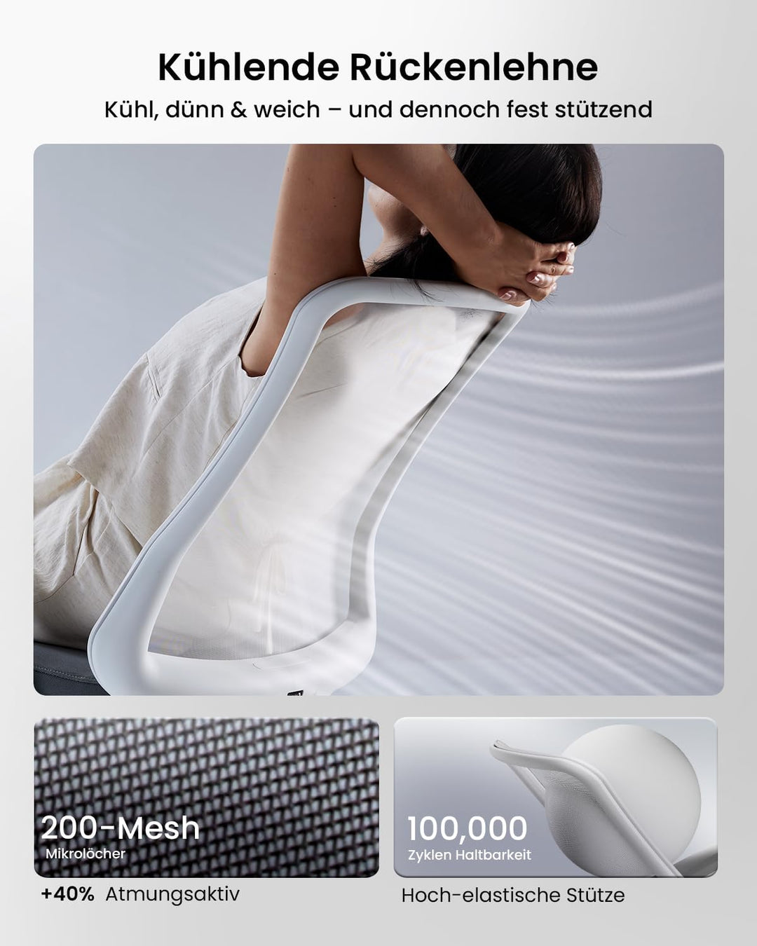 ProtoArc Flexer Ergonomischer Bürostuhl – Schreibtischstuhl mit Sitztiefenverstellung, konturiertem